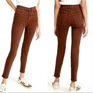 Veronica Beard -153 Brown Maera Skinny High Button Up Denim Jeans 12/31